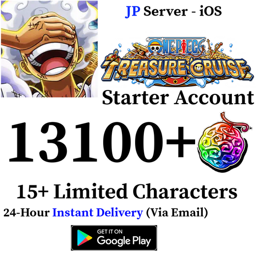 [JP - iOS][INSTANT] 4400-13100+ Gems ONE PIECE Treasure Cruise Starter Reroll Account