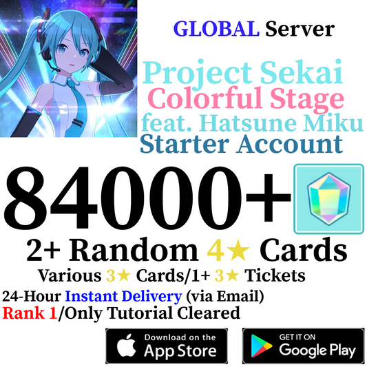 [GLOBAL] [INSTANT] 84000+ Gems, 2+ 4⭐ Project Sekai Colorful Stage ft. Hatsune Miku PJSekai Reroll Account