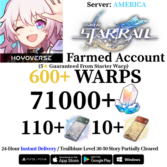 [AMERICA/NA] [INSTANT] 16000-71000 Stellar Jade, 120+ Star Rail Passes Honkai: Star Rail HSR Starter Reroll Account