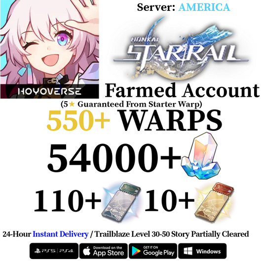 [AMERICA/NA] [INSTANT] 5000-54000 Stellar Jade, 120+ Star Rail Passes Honkai: Star Rail HSR Starter Reroll Account