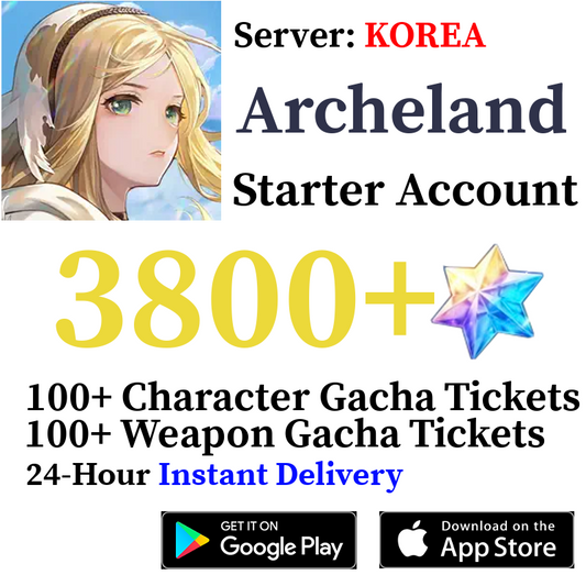 [KR] [INSTANT] 3800+ Gems, 200+ Summon Tickets | Archeland Starter Reroll Account