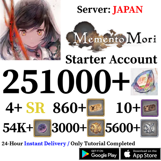 [JP] [INSTANT] 251000+ Gems | Memento Mori Starter Reroll Account