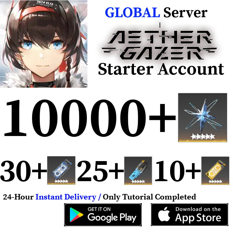 [GLOBAL] [INSTANT] 10000+ Gems, 50+ Gacha Tickets + S-Rank | Aether Gazer Starter Reroll Account