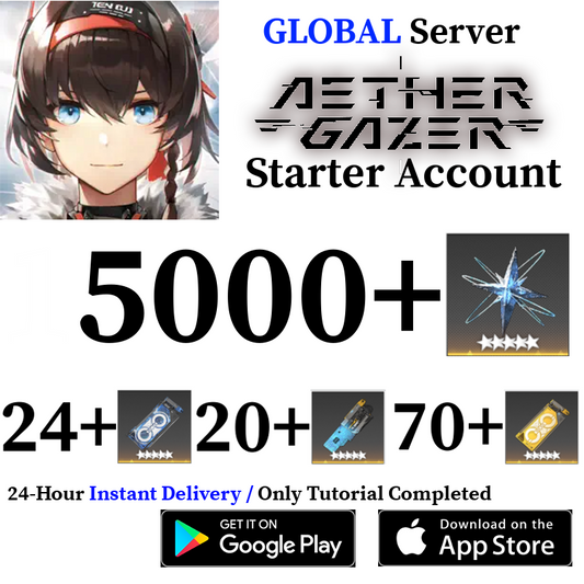 [GLOBAL] [INSTANT] 5000+ Gems, 100+ Gacha Tickets + S-Rank | Aether Gazer Starter Reroll Account