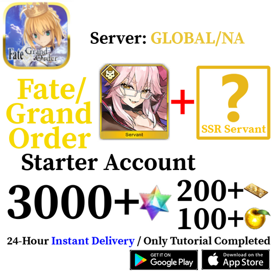 [ENGLISH/GLOBAL/NA][INSTANT] Koyanskaya of Light Vitch + 3000+ SQ Fate Grand Order FGO Lv. 1 Starter Reroll Account