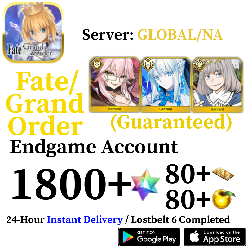 [ENGLISH/GLOBAL/NA][INSTANT] Morgan + Vitch + Oberon + 1600+ SQ Fate Grand Order FGO Endgame Reroll Account