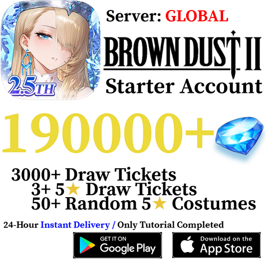 [GLOBAL] [INSTANT] 30000 - 190000+ Gems | Brown Dust 2 Starter Reroll Account