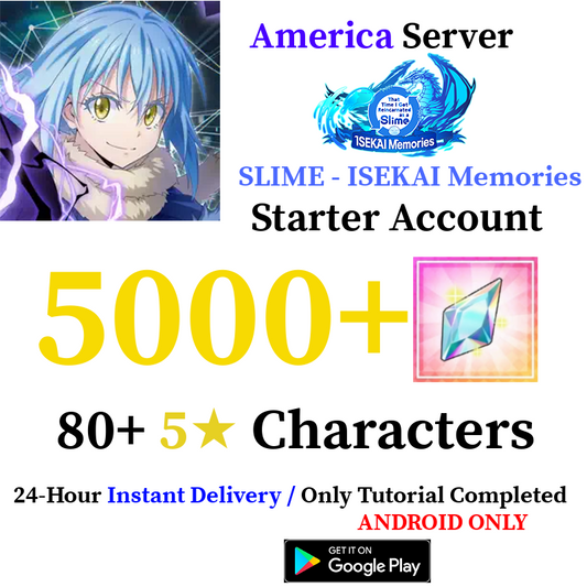 [GLOBAL - America] [INSTANT] 5000+ Crystals SLIME - ISEKAI Memories Starter Reroll Account