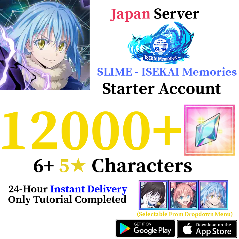 [JP] [INSTANT] 12000+ Crystals SLIME - ISEKAI Memories Starter Reroll Account