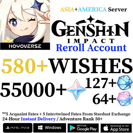 [AMERICA+ASIA] [INSTANT] 55000+ Primogems Fates Genshin Impact Reroll Account