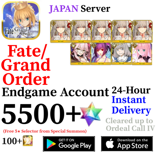 [JP] [INSTANT] NP5 Durga + Castoria + Oberon + Vitch + Skadi + 5500+ SQ | Fate Grand Order FGO Quartz Endgame Account