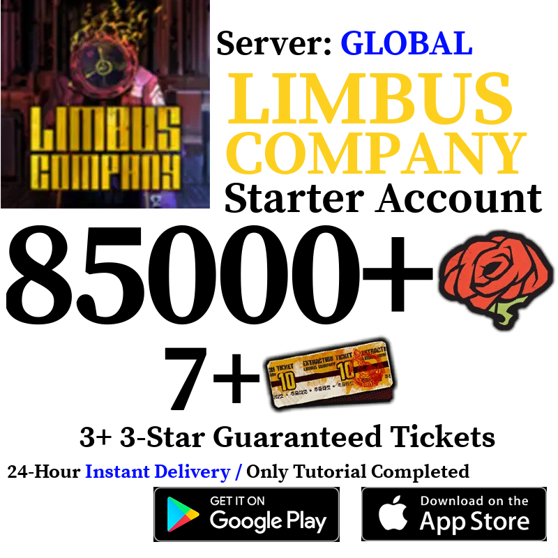 [GLOBAL] [INSTANT] 38000-85000+ Gems, 5+ 10-Pull Gacha Tickets | Limbus Company Starter Reroll Account