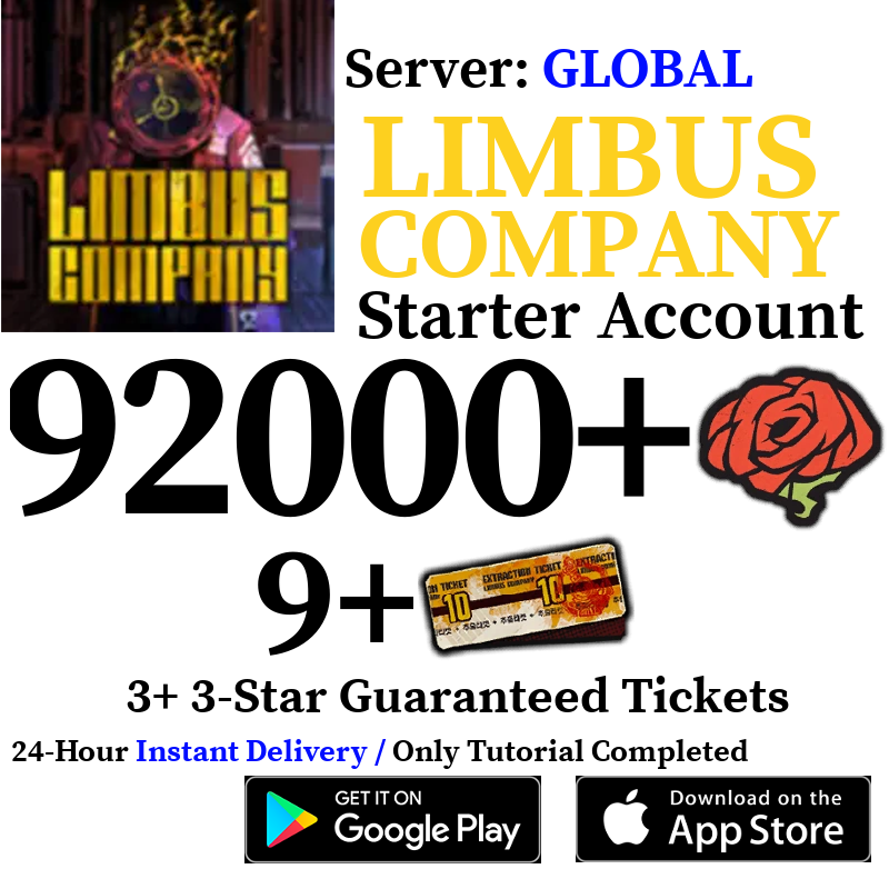 [GLOBAL] [INSTANT] 30000-92000+ Gems, 9+ 10-Pull Gacha Tickets | Limbus Company Starter Reroll Account