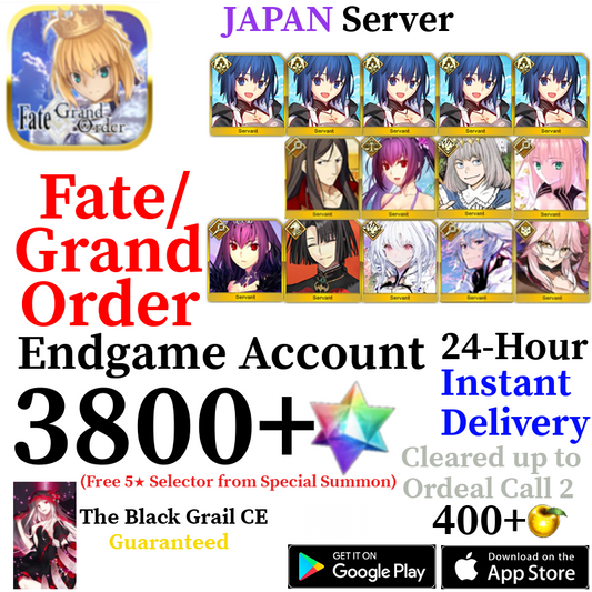 [JP] [INSTANT] NP5 Ciel + Castoria + Vitch + Oberon + Skadi + 3800+ SQ Fate Grand Order FGO Quartz Reroll Account