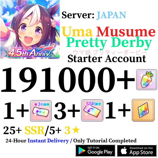 [JP] INSTANT 191000+ Gems | Uma Musume Pretty Derby Starter Reroll Account
