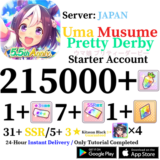 [JP] INSTANT 215000+ Gems + X4 SSR Kitasan Black | Uma Musume Pretty Derby Starter Reroll Account