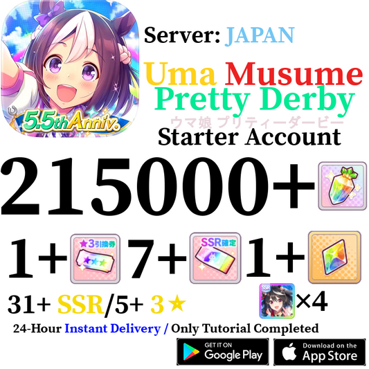[JP] INSTANT 215000+ Gems | Uma Musume Pretty Derby Starter Reroll Account