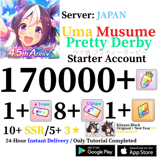 [JP] INSTANT 170000+ Gems Kitasan Original + New Years 3⭐ | Uma Musume Pretty Derby Starter Reroll Account