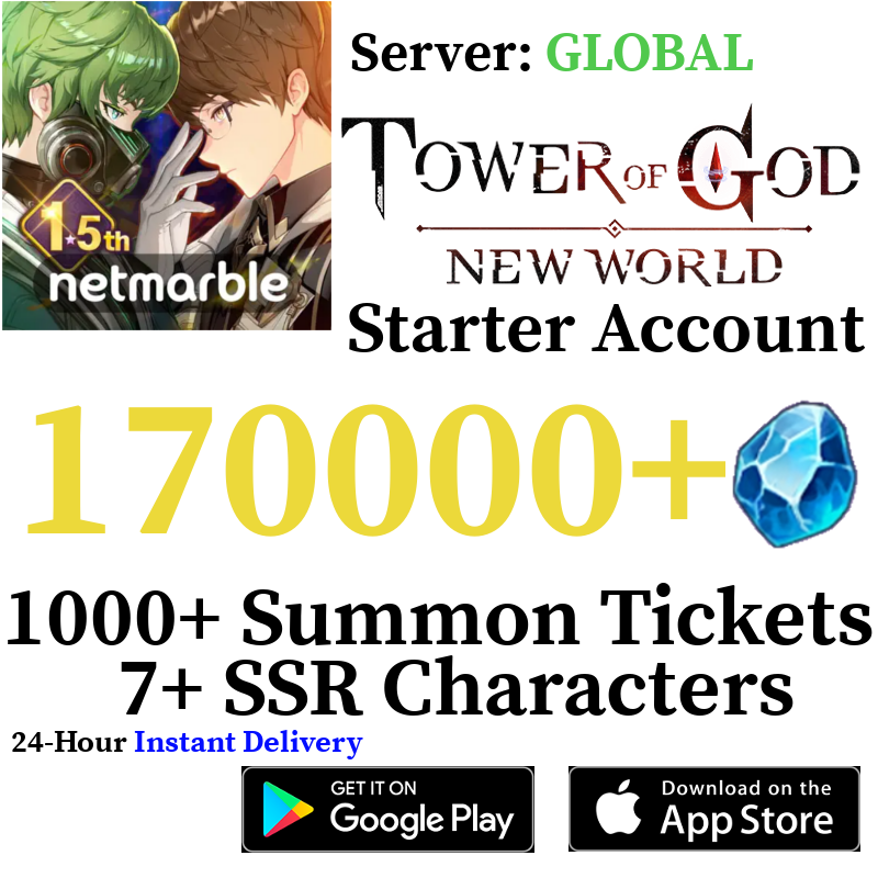 [GLOBAL] [INSTANT] 30000-170000+ Gems | Tower of God New World Starter Reroll Account
