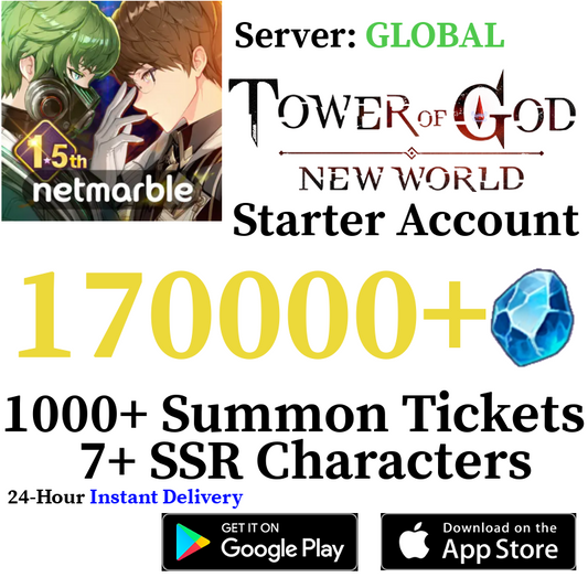 [GLOBAL] [INSTANT] 30000-170000+ Gems | Tower of God New World Starter Reroll Account