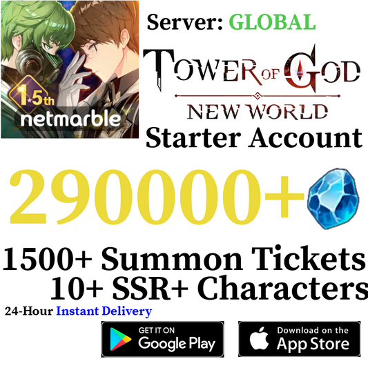 [GLOBAL] [INSTANT] 30000-290000+ Gems | Tower of God New World Starter Reroll Account