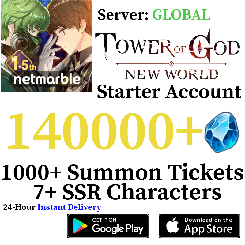[GLOBAL] [INSTANT] 140000+ Gems | Tower of God New World Starter Reroll Account
