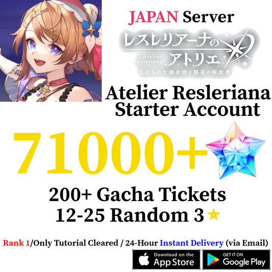 [JP] [INSTANT] 60000-71000+ Gems | Atelier Resleriana: Forgotten Alchemy & the Liberator of Polar Night Resureri Reroll Starter Account