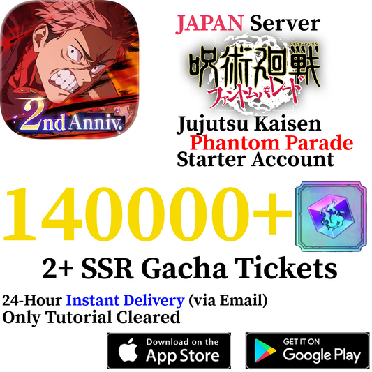 [JP] [INSTANT] (BUY 2 GET 3) 50000-140000+ Gems Toji Sukuna Gojo | Jujutsu Kaisen Phantom Parade Starter Account