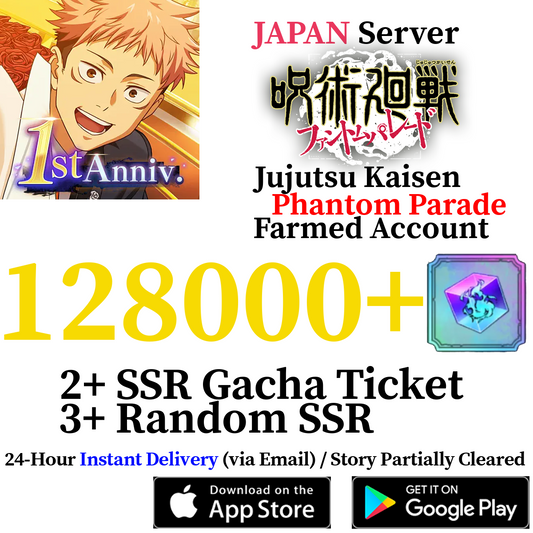 [JP] [INSTANT] 40000 - 120000+ Gems Gojo Okkotsu Suguru Mahito | Jujutsu Kaisen Phantom Parade Farmed Reroll Account
