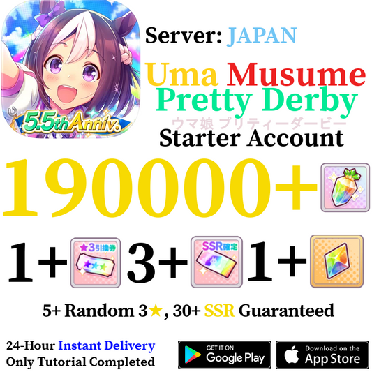 [JP] INSTANT 190000+ Gems | Uma Musume Pretty Derby Starter Reroll Account