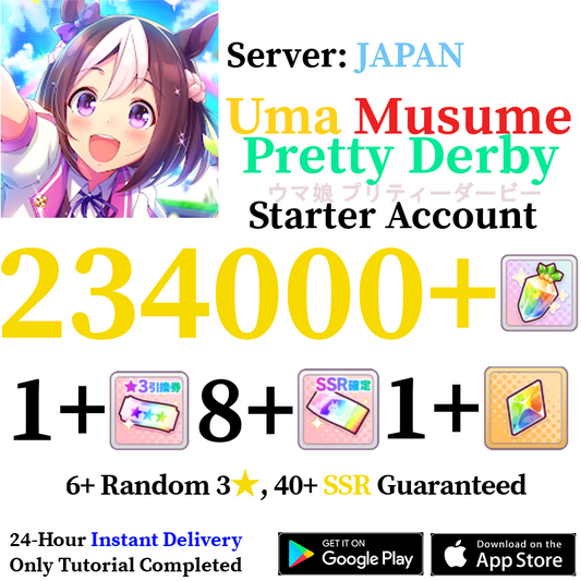 [JP] INSTANT 234000+ Gems | Uma Musume Pretty Derby Starter Reroll Account
