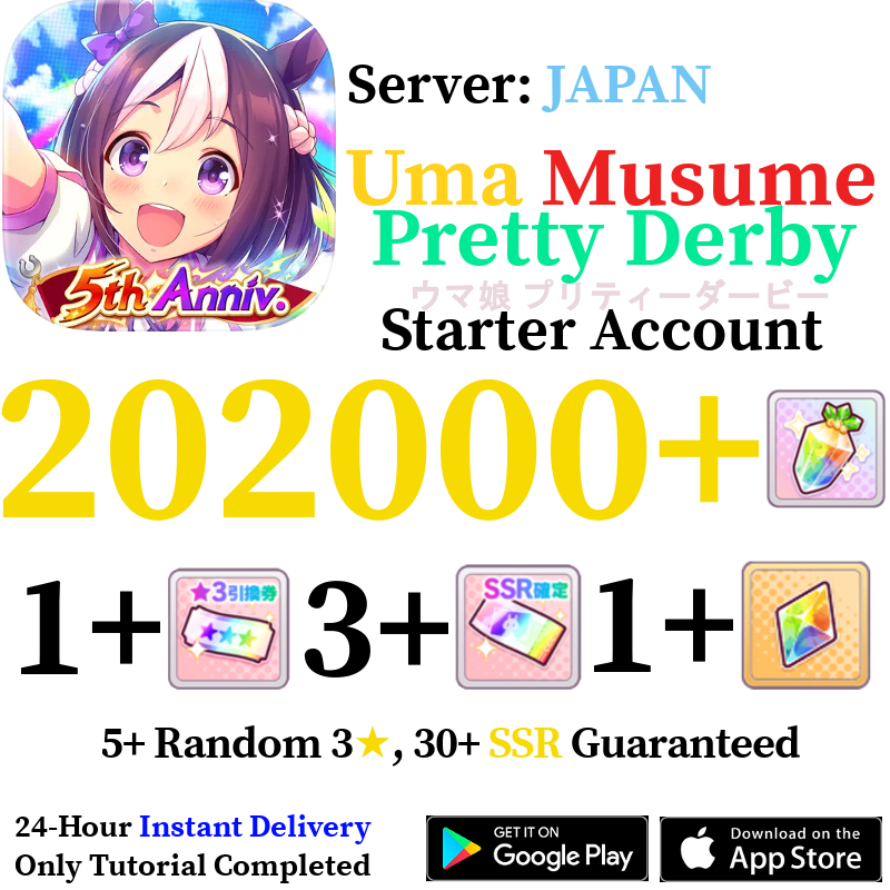 [JP] INSTANT 202000+ Gems | Uma Musume Pretty Derby Starter Reroll Account