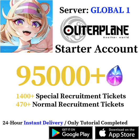 [GLOBAL 1 Server] 65000-95000+ Gems + Limited 3⭐ | OUTERPLANE Starter Reroll Account