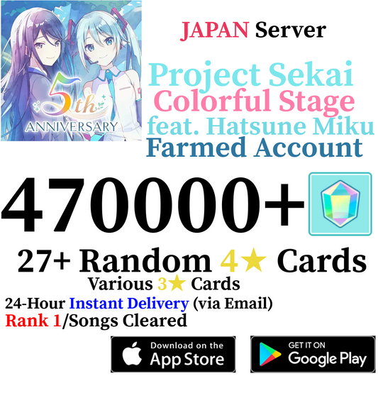 [JP] [INSTANT] 470,000+ Gems Project Sekai Colorful Stage ft. Hatsune Miku PJSekai Account