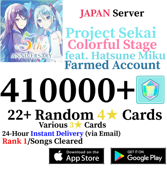 [JP] [INSTANT] 410,000+ Gems Project Sekai Colorful Stage ft. Hatsune Miku PJSekai Account