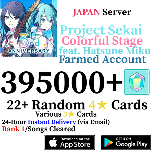 [JP] [INSTANT] 395,000+ Gems Project Sekai Colorful Stage ft. Hatsune Miku PJSekai Account