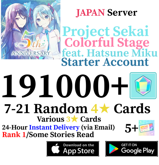[JP] [INSTANT] 191000+ Gems Project Sekai Colorful Stage ft. Hatsune Miku PJSekai Reroll Account