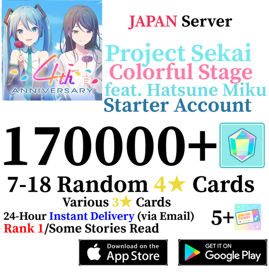 [JP] [INSTANT] 170000+ Gems Project Sekai Colorful Stage ft. Hatsune Miku PJSekai Reroll Account