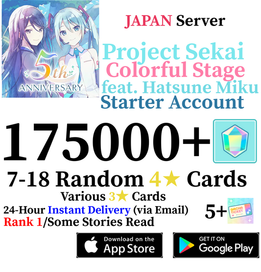 [JP] [INSTANT] 175000+ Gems Project Sekai Colorful Stage ft. Hatsune Miku PJSekai Reroll Account