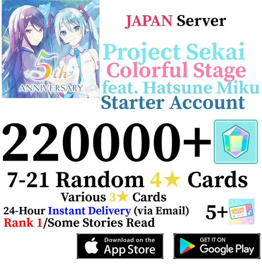 [JP] [INSTANT] 200000-220000+ Gems Project Sekai Colorful Stage ft. Hatsune Miku PJSekai Reroll Account