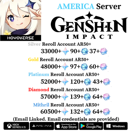 [America/NA] [INSTANT] Primogems Fates Genshin Impact Farmed Reroll Account