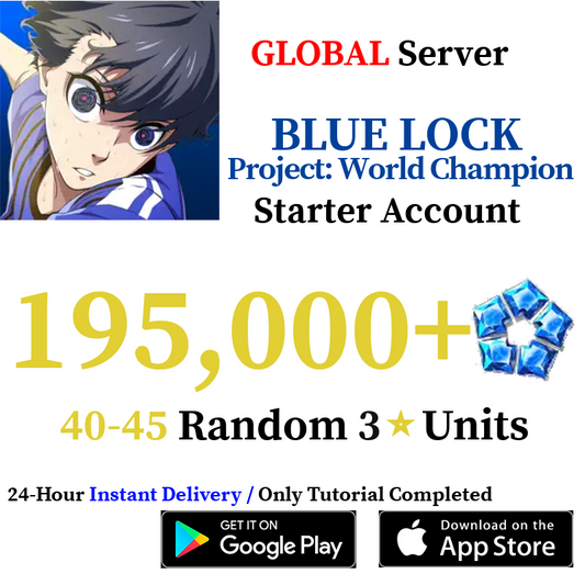[GLOBAL] [INSTANT] 195000+ Gems BLUE LOCK Project: World Champion Starter Reroll Account