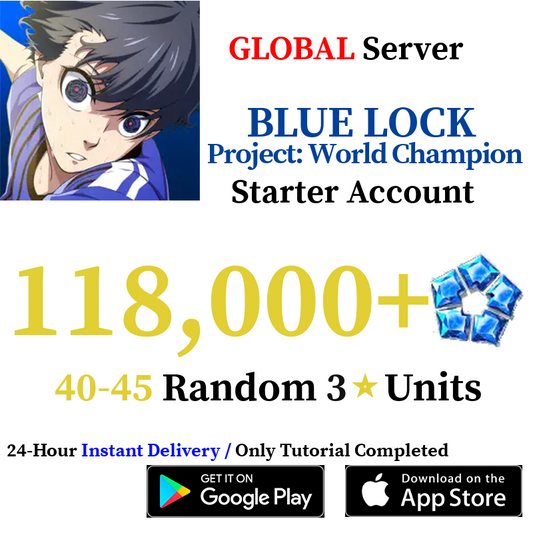 [GLOBAL] [INSTANT] 118000+ Gems BLUE LOCK Project: World Champion Starter Reroll Account
