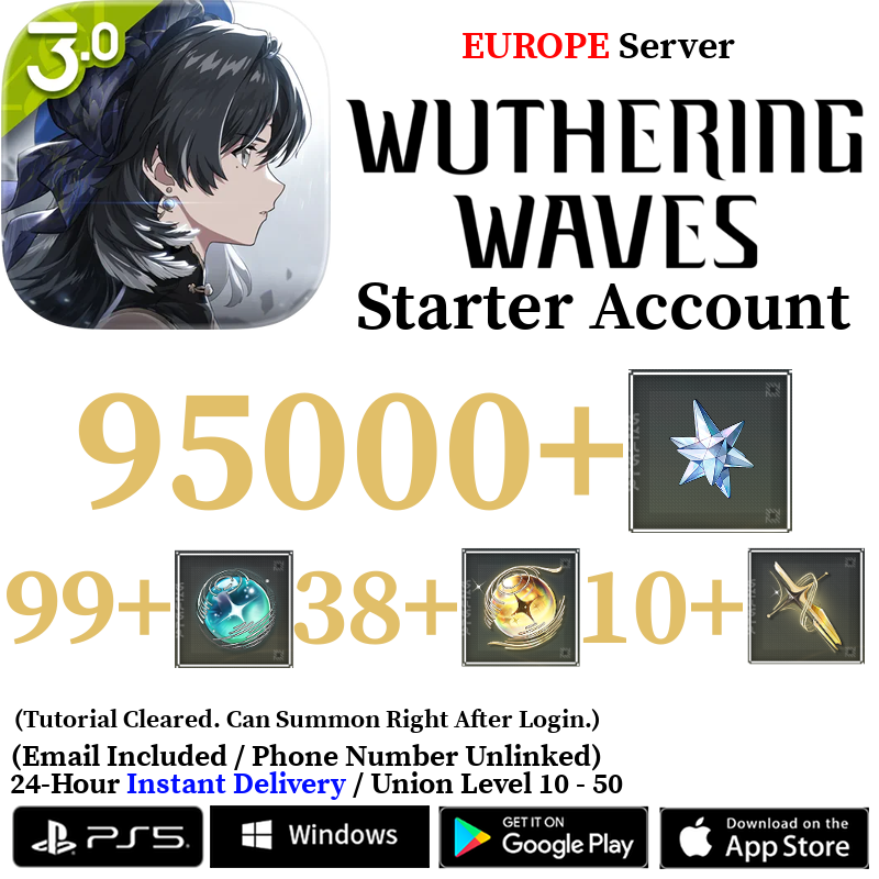 [EUROPE/EU] [INSTANT] 10000-95000+ Astrite, 100+ Tides Iuno Augusta Phrolova Cartethyia Lupa Cantarella Wuthering Waves Starter Reroll Account