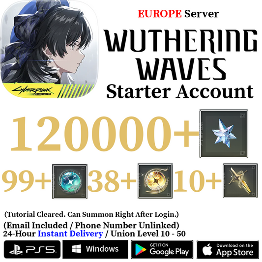 [EUROPE/EU] [INSTANT] 10000-120000+ Astrite, 100+ Tides Iuno Augusta Phrolova Cartethyia Lupa Cantarella Wuthering Waves Starter Reroll Account