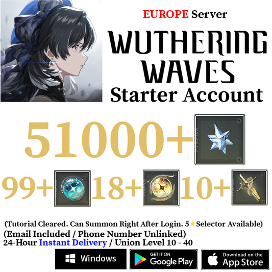 [EUROPE/EU] [INSTANT] 4000-51000+ Astrite, 100+ Tides Wuthering Waves Starter Reroll Account