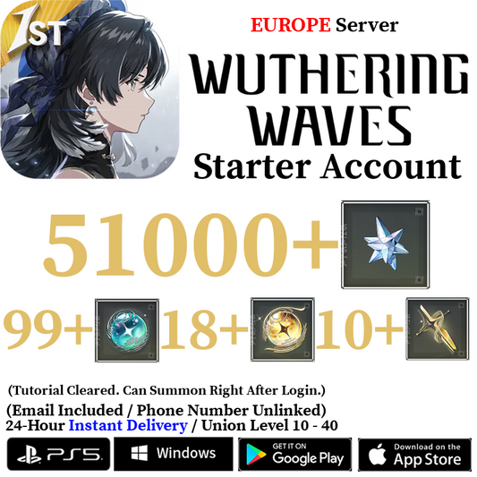 [EUROPE/EU] [INSTANT] 4000-51000+ Astrite, 100+ Tides Wuthering Waves Starter Reroll Account