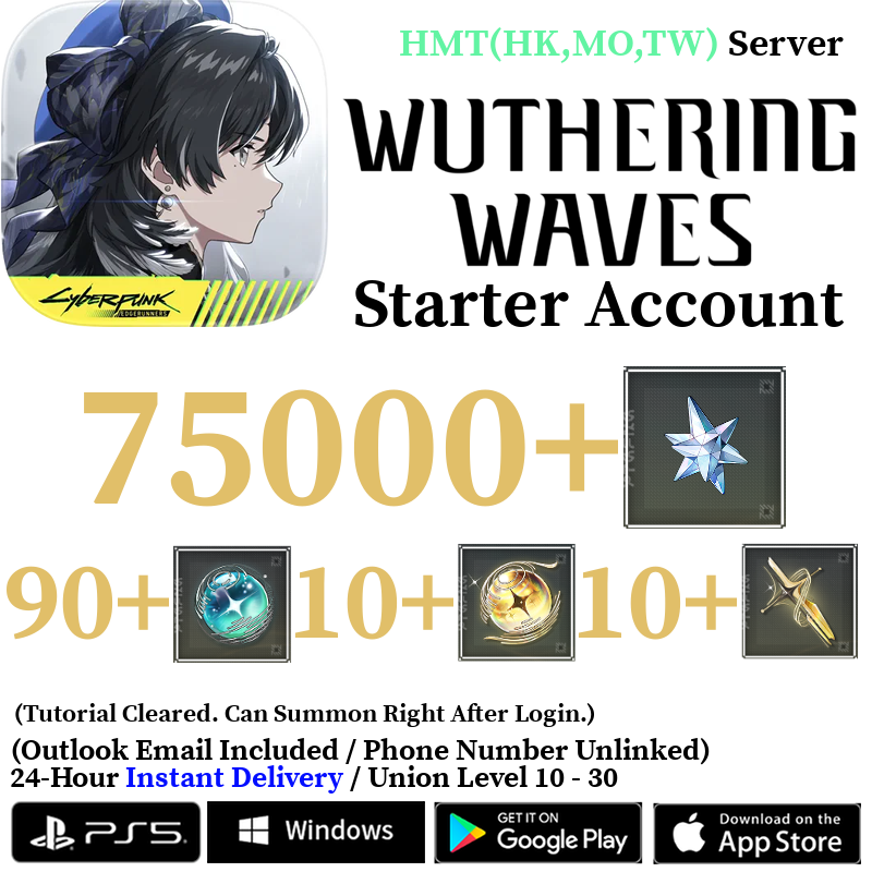 [HMT(HK,MO,TW)] [INSTANT] 75000+ Astrite Wuthering Waves Starter Reroll Account