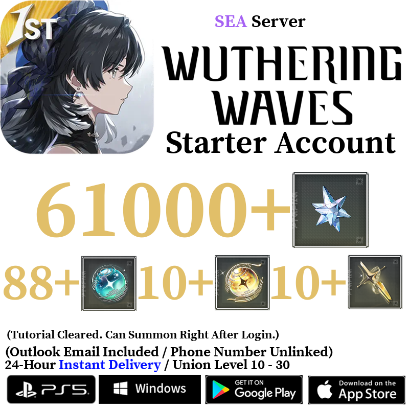 [SEA] [INSTANT] 7000-61000 Astrite, 100+ Tides Wuthering Waves Starter Reroll Account