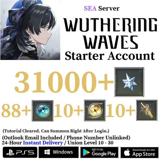 [SEA] [INSTANT] 7000-31000 Astrite, 100+ Tides Wuthering Waves Starter Reroll Account